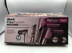 SHARK FLEXFUSION STRAIGHT AIR + CERAMIC STYLER, HAIR DRYER & STRAIGHTENER, STORAGE CASE, SCALP SHIELD, 5 STYLERS INCLUDING AUTO-WRAP CURLER, NO HEAT DAMAGE, ALL HAIR TYPES, COSMIC BLUSH HD652SUK.:: L