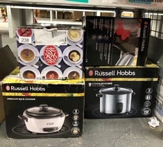 QUANTITY OF KITCHEN & APPLIANCES ITEMS TO INCLUDE RUSSELL HOBBS BRUSHED STAINLESS STEEL & BLACK ELECTRIC 1.7L CORDLESS KETTLE (FAST BOIL 3KW, REMOVABLE WASHABLE ANTI-SCALE FILTER, PUSH TO OPEN LID, P