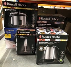 QUANTITY OF KITCHEN & APPLIANCES ITEMS TO INCLUDE RUSSELL HOBBS BRUSHED STAINLESS STEEL & BLACK ELECTRIC 1.7L CORDLESS KETTLE WITH BLACK HANDLE (FAST BOIL 3KW, REMOVABLE WASHABLE ANTI-SCALE FILTER, P