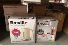 QUANTITY OF KITCHEN & APPLIANCES ITEMS TO INCLUDE BREVILLE BOLD VANILLA CREAM ELECTRIC KETTLE | 1.7L | 3KW FAST BOIL | CREAM & SILVER CHROME [VKT223]: LOCATION - B RACK