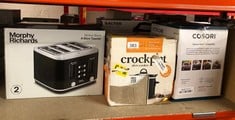 QUANTITY OF KITCHEN & APPLIANCES ITEMS TO INCLUDE MORPHY RICHARDS MOTIVE 4 SLICE TOASTER (BLACK) 242801: LOCATION - C RACK