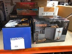 QUANTITY OF KITCHEN & APPLIANCES ITEMS TO INCLUDE TOWER T20036RGG CAVALETTO 2-SLICE TOASTER WITH DEFROST/REHEAT, STAINLESS STEEL, 850 W, GREY AND ROSE GOLD: LOCATION - C RACK