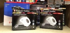 QUANTITY OF KITCHEN & APPLIANCES ITEMS TO INCLUDE RUSSELL HOBBS FOOD COLLECTION ELECTRIC HAND MIXER WITH 6 SPEEDS, EASY RELEASE BUTTON, FINGERTIP SPEED CONTROL, CHROME BEATERS, WRAP AROUND CORD STORA