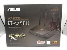 ASUS RT-AX58U V2 WIFI 6 AX3000 DUAL-BAND EXTENDABLE MESH WIFI ROUTER, WITH MOBILE TETHERING (REPLACEMENT OF 4G 5G ROUTERS) AIMESH MU-MIMO GAME RANGEBOOST TREND AIPROTECTION PRO SECURITY, ADAPTIVE QOS