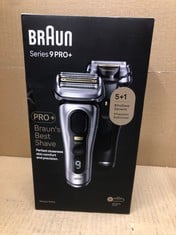 BRAUN SERIES 9 PRO ELECTRIC SHAVER WITH 3+1 HEAD, PROLIFT TRIMMER, CHARGING STAND & TRAVEL CASE, SONIC TECHNOLOGY, 9417S.: LOCATION - D RACK