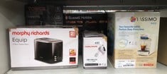 QUANTITY OF KITCHEN & APPLIANCES ITEMS TO INCLUDE MORPHY RICHARDS EQUIP BLACK 2 SLICE TOASTER - DEFROST AND REHEAT SETTINGS - 2 SLOT - STAINLESS STEEL - 222064: LOCATION - D RACK