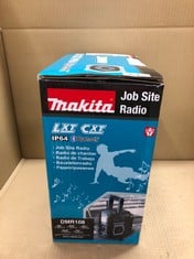 MAKITA DMR108 SITE RADIO WITH BLUETOOTH AND MOBILE USB CHARGING SOCK - BLUE (4-PIECE).: LOCATION - D RACK