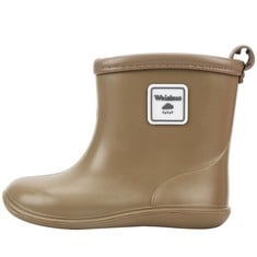 6 X BABY WELLIES WATERPROOF LIGHTWEIGHT TODDLER RAIN BOOTS FOR LITTLE KIDS UNISEX BOYS GIRLS, MANUFACTURER SIZE 19, 11.5 UK LITTLE KID, CAMEL - TOTAL RRP £88: LOCATION - A RACK