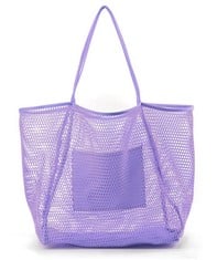 13 X HOXIS MESH BEACH TOTE WOMENS SHOULDER HANDBAG, LAVENDER, L - TOTAL RRP £108: LOCATION - B RACK