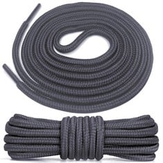 49 X SKYPERMIT 2 PAIRS ROUND BOOT LACES, STRONG WORK & HIKING BOOTS SHOE LACES?4MM DIAMETER PREMIUM ROUND WALKING BOOT LACES FOR OUTDOOR BOOTS AND CASUAL FOOTWEAR (DARK GREY, 150CM-2 PAIRS) - TOTAL R