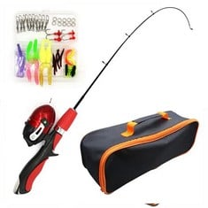 12 X FISHING ROD AND REEL COMBO SET,PORTABLE TELESCOPIC KIDS FISHING POLE WITH TACKLE BOX TRAVEL BAG,BEST GIFT FOR FISHING BEGINNER AND ANGLER (RED) - TOTAL RRP £168: LOCATION - B RACK