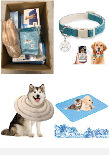 QUANTITY OF ASSORTED ITEMS TO INCLUDE KATHSON DOG CONE ELIZABETHAN COLLAR ADJUSTABLE KITTEN PUPPY RECOVERY COLLAR WATERPROOF COLLAR SUITABLE FOR KITTENS AND PUPPIES AFTER SURGERY PREVENT LICKING BITI