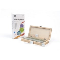 6 X 50PCS PREPARED PREMADE MICROSCOPE SLIDES SET FOR BASIC BIOLOGICAL SCIENCE EDUCATION WITH WOODEN CASE - TOTAL RRP £115: LOCATION - B RACK