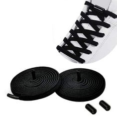 47 X NO TIE ELASTIC LACES FOR TRAINERS ADULTS/KIDS FLAT ELASTIC SHOELACES - ELASTIC RUNNING SHOE LACES METAL LOCK TIELESS SHOELACES FOR ALL SHOES - SHOELACES REPLACEMENTS - UNIVERSAL SHOELACE, BLACK