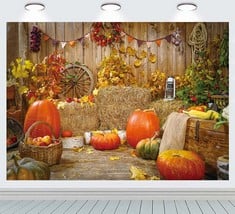 15 X RUINI AUTUMN RUSTIC WOOD BOARD BACKDROP BARN HARVEST FALL PUMPKINS BACKGROUND BABY SHOWER AUTUMN PARTY DECORATION 7X5FT - TOTAL RRP £175: LOCATION - B RACK