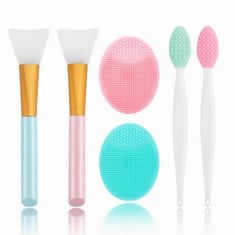 42 X SILICONE FACE SCRUBBER, 2PCS EXFOLIATING LIP BRUSH, 2PCS FACE CLEANSING BRUSH,2PCS SILICONE FACE MASK BRUSH EXFOLIATOR BLACKHEAD SKIN CARE TOOL - TOTAL RRP £139: LOCATION - A RACK