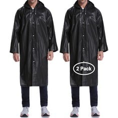 50 X LYSHION PORTABLE CLEAR TRANSPARENT RAINCOAT PONCHO WITH HOOD AND SLEEVES REUSABLE RAINWEAR FOR ADULT (BLACK) - TOTAL RRP £403: LOCATION - C RACK