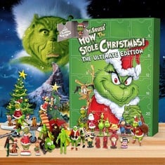 28 X 2024 CHRISTMAS ADVENT CALENDAR,GREEN MONSTER ADVENT CALENDAR,24PC CUTE CARTOON FIGURES DOLL CHRISTMAS COUNTDOWN CALENDAR FOR KIDS DOLL COLLECTIBLE FIGURES - TOTAL RRP £252: LOCATION - A RACK