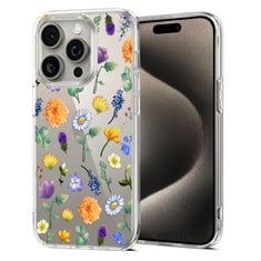 20 X UNOV CASE COMPATIBLE WITH IPHONE 15 PRO MAX CASE CLEAR WITH PATTERN SLIM PROTECTIVE SOFT TPU BUMPER EMBOSSED DESIGN 6.7 INCH (FLOWER GARDEN) - TOTAL RRP £200: LOCATION - A RACK