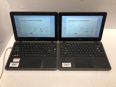 2X ACER CHROMEBOOK C733 32GB LAPTOP. (SMASHED / SALVAGE / SPARES). INTEL CELERON N4020, 4GB RAM,: LOCATION - A RACK