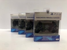 4X SONY PLAYSTATION DUALSHOCK 4 WIRELESS CONTROLLER - BLACK.: LOCATION - A RACK