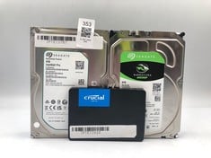 QTY OF SATA STORAGE DRIVES  TO INCLUDE CRUCIAL 1TB SATA III 2.5" SSD.: LOCATION - A RACK