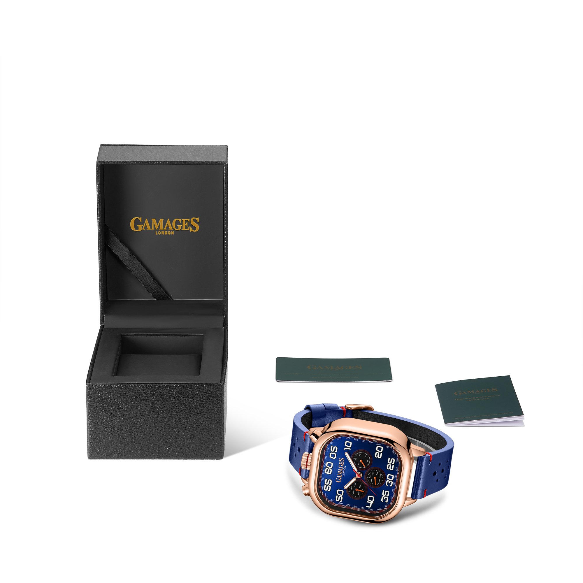 GAMAGES OF LONDON LIMITED EDITION HAND ASSEMBLED VERTICAL ASTUTE AUTOMATIC BLUE WATCH SKU:GA1743 £710: LOCATION - A