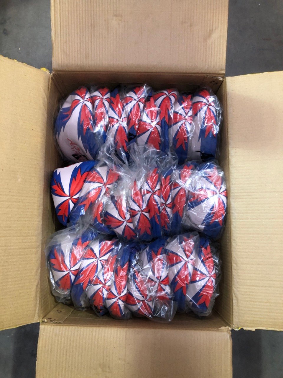 25 X ARAMIS RUGBY BALLS BLUE/WHITE: LOCATION - B