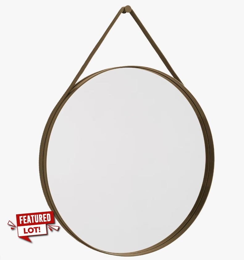 HAY LIGHT BROWN STRAP MIRROR SEALED RRP £350: LOCATION - PALLET