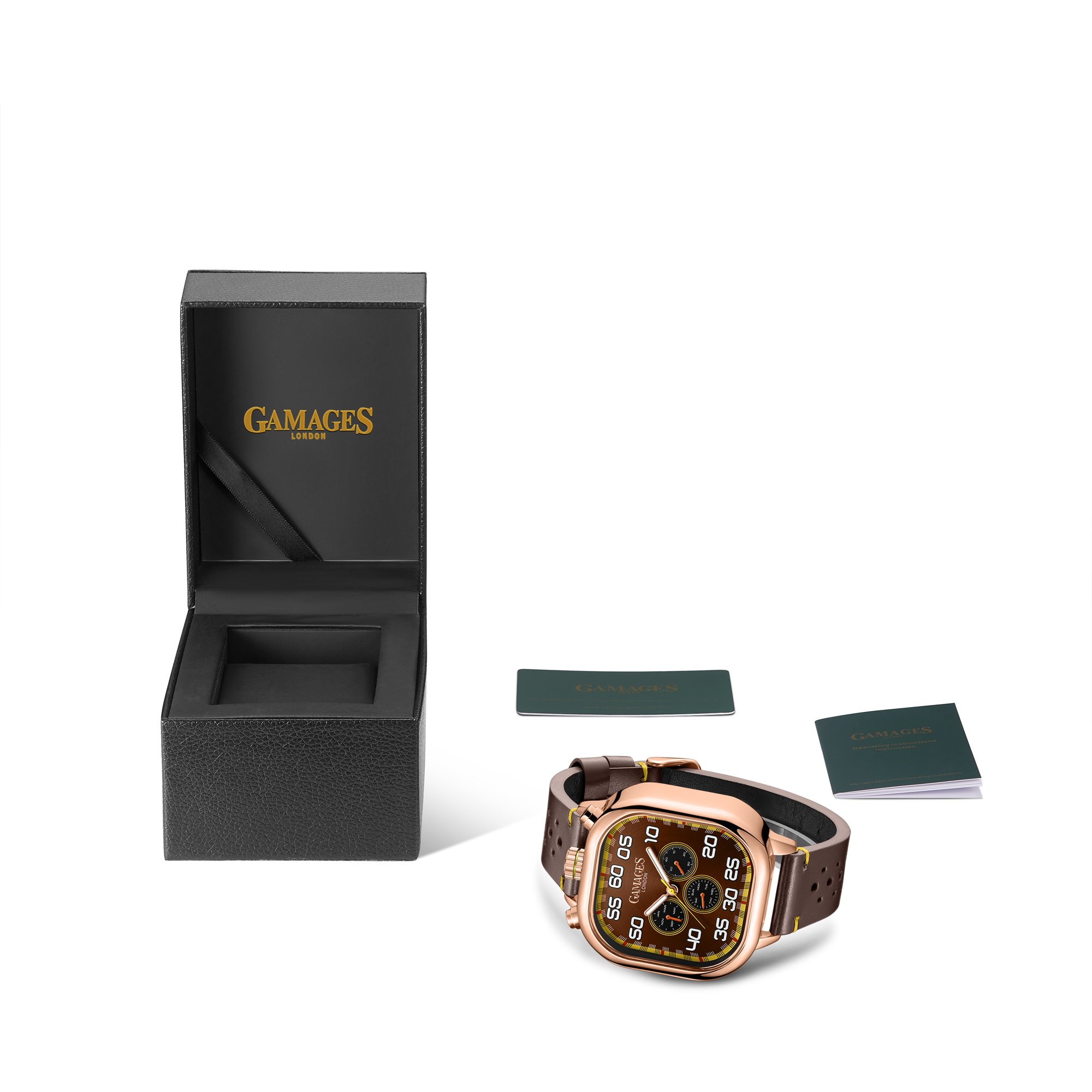 GAMAGES OF LONDON LIMITED EDITION HAND ASSEMBLED VERTICAL ASTUTE AUTOMATIC BROWN WATCH SKU:GA1742 £710: LOCATION - A