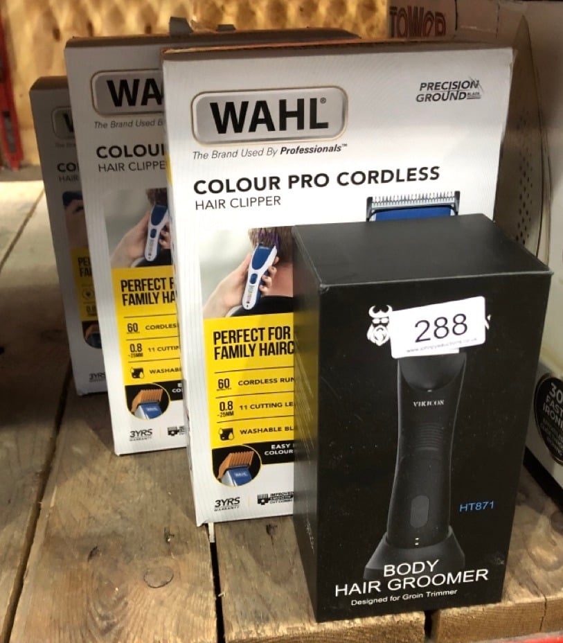 QUANTITY OF HEALTH & BEAUTY ITEMS TO INCLUDE WAHL COLOUR PRO CORDED CLIPPER, HEAD SHAVER, MEN'S HAIR CLIPPERS, COLOUR CODED GUIDES, FAMILY AT HOME HAIRCUTTING: LOCATION - B