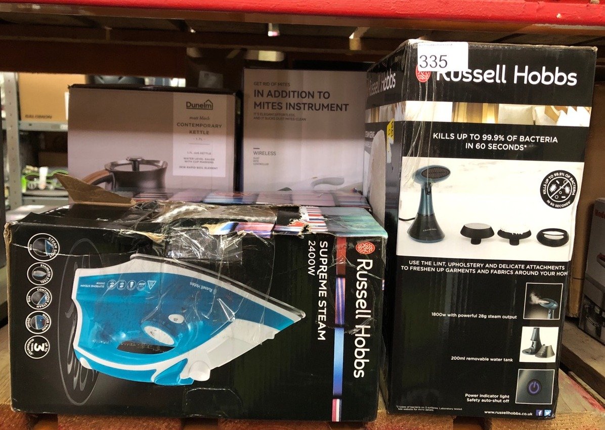 QUANTITY OF KITCHEN & APPLIANCES ITEMS TO INCLUDE RUSSELL HOBBS SUPREME STEAM IRON, POWERFUL VERTICAL STEAM FUNCTION, NON-STICK STAINLESS STEEL SOLEPLATE, EASY FILL 300ML WATER TANK, 110G STEAM SHOT,