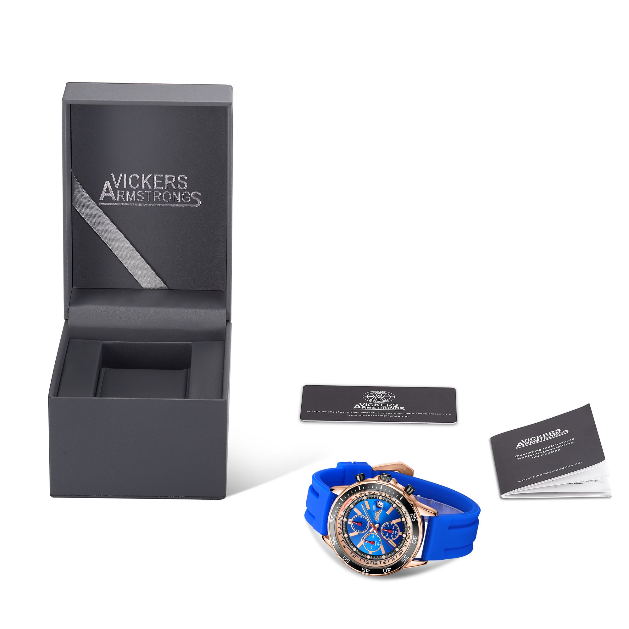 VICKERS ARMSTRONG LIMITED EDITION HAND ASSEMBLED ESCAPADE IN ROSE BLUE WATCH SKU:VA0093 £515 : LOCATION - A