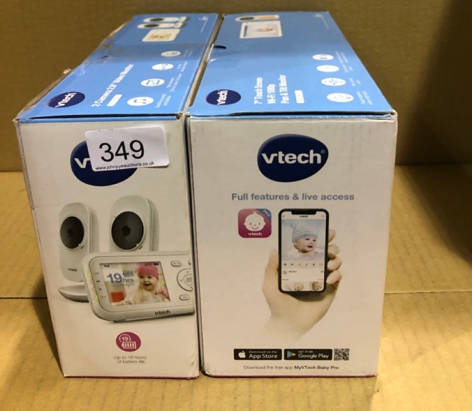 QUANTITY OF ITEMS TO INCLUDE 1 X VTECH VM3250-2 VIDEO BABY MONITOR WITH 2 CAMERAS 300M LONG RANGE WITH 2.8"LCD, UP TO 19-HR VIDEO STREAMING, NIGHT VISION, SECURED TRANSMISSION TEMPERATURE SENSOR SOOT