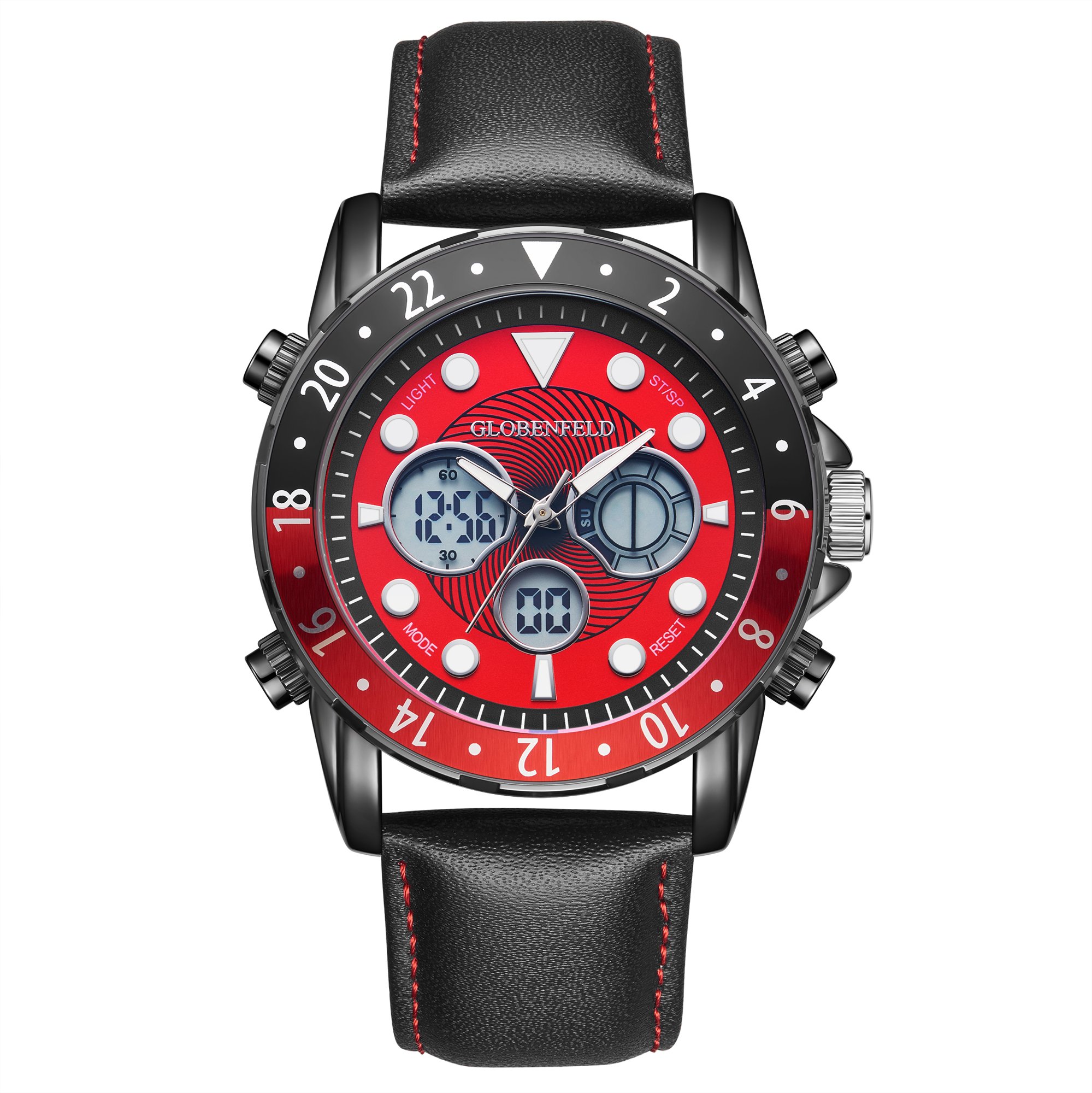 HAND ASSEMBLED GLOBENFELD LIMITED EDITION MIRAGE RED WATCH SKU:GF002 £410: LOCATION - A