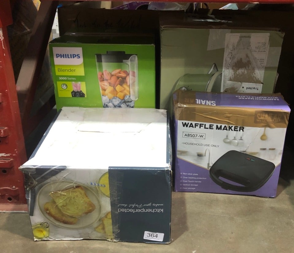 QUANTITY OF KITCHEN & APPLIANCES ITEMS TO INCLUDE SNAILAR WAFFLE MAKER, 2 SLICE NON-STICK WAFFLE IRON, BELGIAN WAFFLE MACHINE WITH INDICATOR LIGHTS, PFOA , PERFECT FOR BREAKFAST AND SNACKS, 750W: LOC