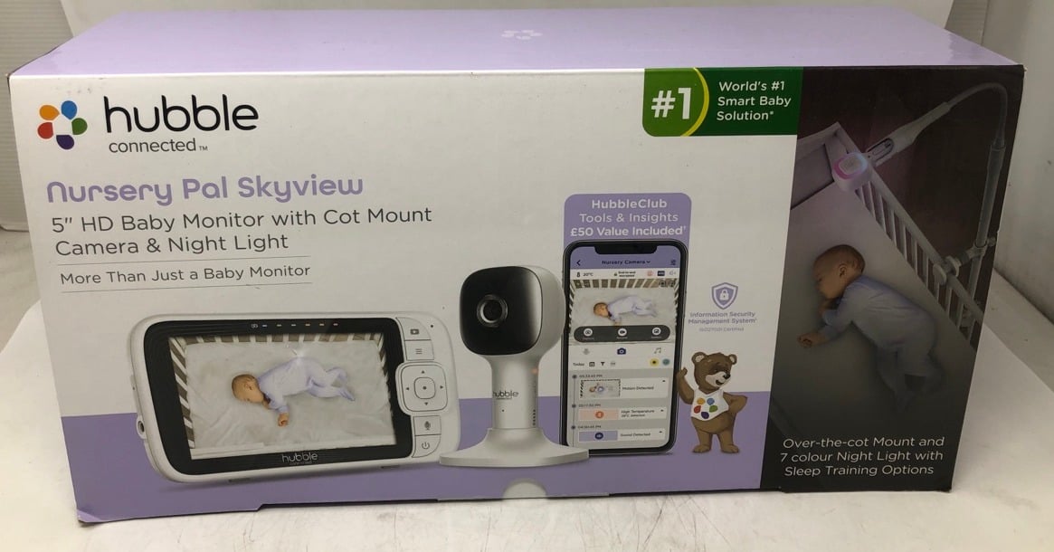 HUBBLE CONNECTED NURSERY PAL SKYVIEW 5" HD BABY MONITOR WITH COT MOUNT, CAMERA & NIGHT LIGHT: LOCATION - A