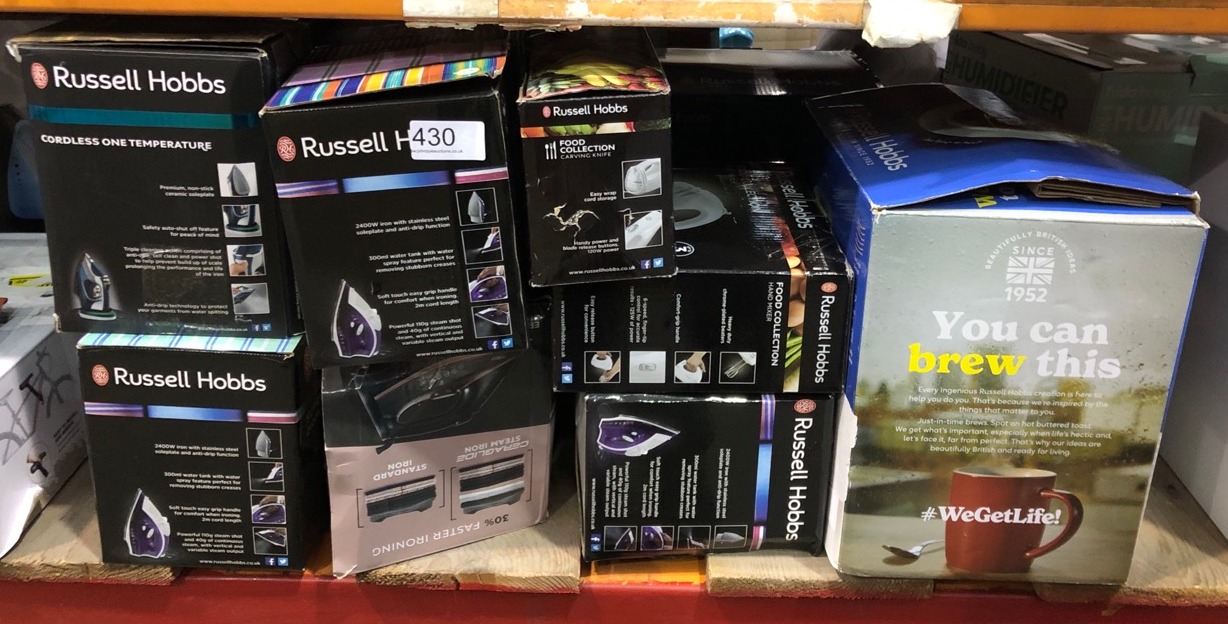 QUANTITY OF KITCHEN & APPLIANCES ITEMS TO INCLUDE RUSSELL HOBBS POWERSTEAM ULTRA IRON: LOCATION - C