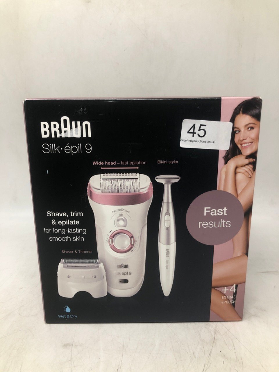 BRAUN SILK-PIL 9 EPILATOR FOR LONG-LASTING HAIR REMOVAL WITH ELECTRIC SHAVER & TRIMMER & BIKINI TRIMMER, 100% WATERPROOF, UK  PLUG, 9-890, WHITE.: LOCATION - A