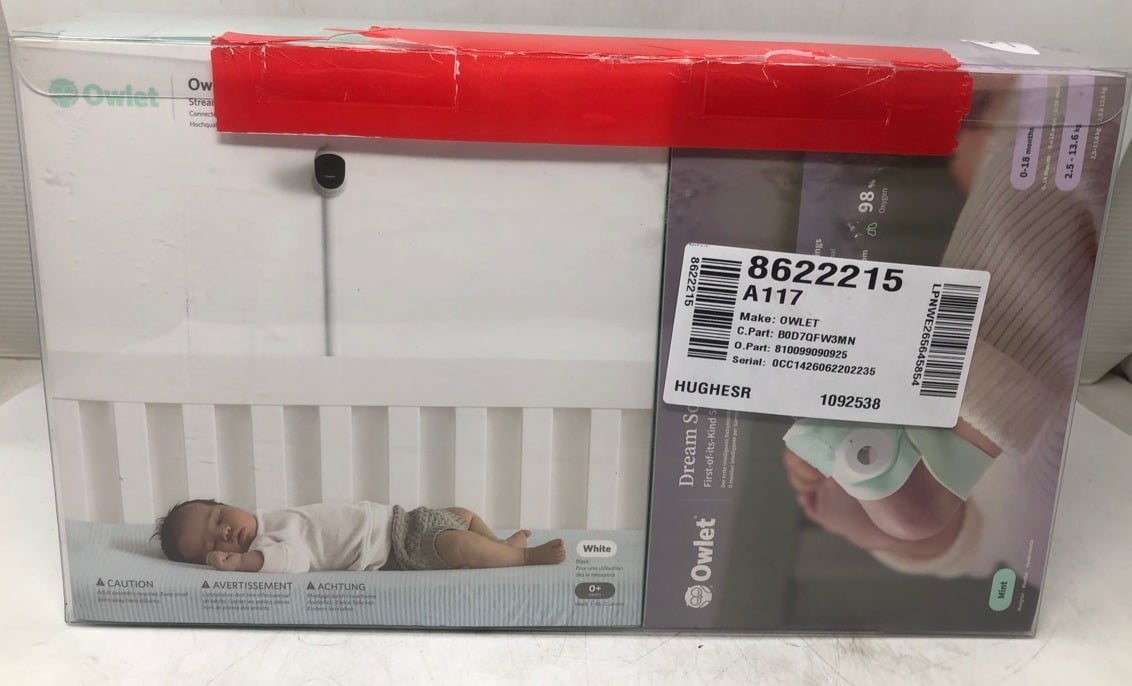 OWLET® DREAM BUNDLE 2 SMART BABY MONITOR: DREAM SOCK® AND OWLET CAM 2 - TRACKS & NOTIFIES FOR PULSE RATE & OXYGEN WHILE VIEWING BABY IN 1080P HD WIFI VIDEO - MINT.: LOCATION - A