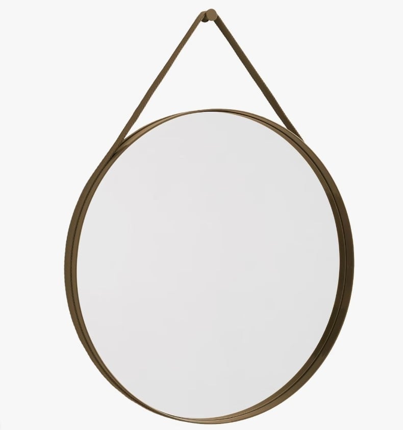 HAY LIGHT BROWN STRAP MIRROR SEALED RRP £350: LOCATION - PALLET