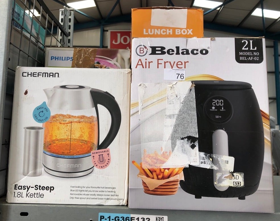 QUANTITY OF KITCHEN & APPLIANCES ITEMS TO INCLUDE BELACO AIR FRYER, 2L DIGITAL DISPLAY, RAPID AIR CIRCULATION, AIR FRYERS, 60 MIN TIMER, ADJUSTABLE TEMPERATURE, DISHWASHER SAFE BASKET BEL-AF-02: LOCA