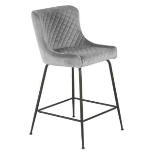 2X EVE VELVET BAR GREY STOOL RRP £215