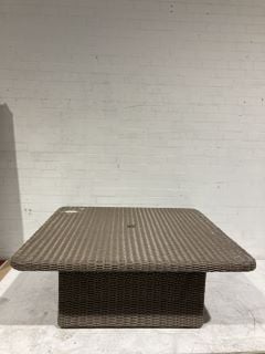 OUTDOOR RATTAN RISING LARGE DINING TABLE (MISSING GLASS)