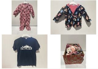 A BOX OF CHILDREN'S CLOTHING TO INCLUDE DISNEY MINNIE MOUSE PINK COAT