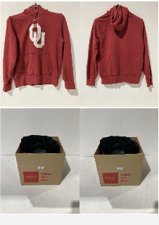 A BOX TO INCLUDE A RED NIKE QU HOODIE L