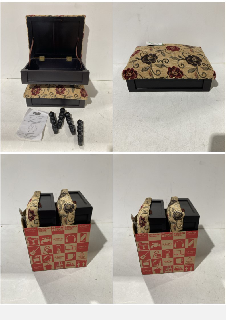 A BOX TO INCLUDE FLORAL FOOT STOOLS