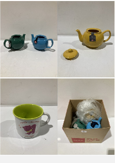 A BOX TO INCLUDE A YELLOW TEAPOT