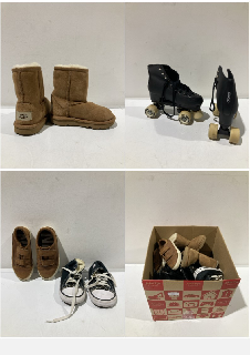 A BOX OF CHILDRENS SHOES  TO INCLUDE UGG CHILDRENS BOOTS UK7