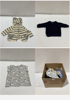 A BOX OF ITEMS TO INCLUDE VIVAKI BLUE 6/9M DRESS